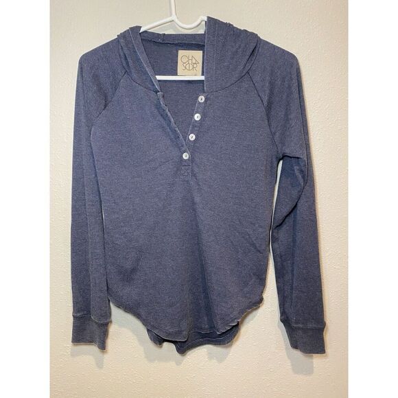 Chaser Tops - NWOT Chaser Thermal Hoodie Gray 1/4 Up Buttons Light Weight Women’s Size Small